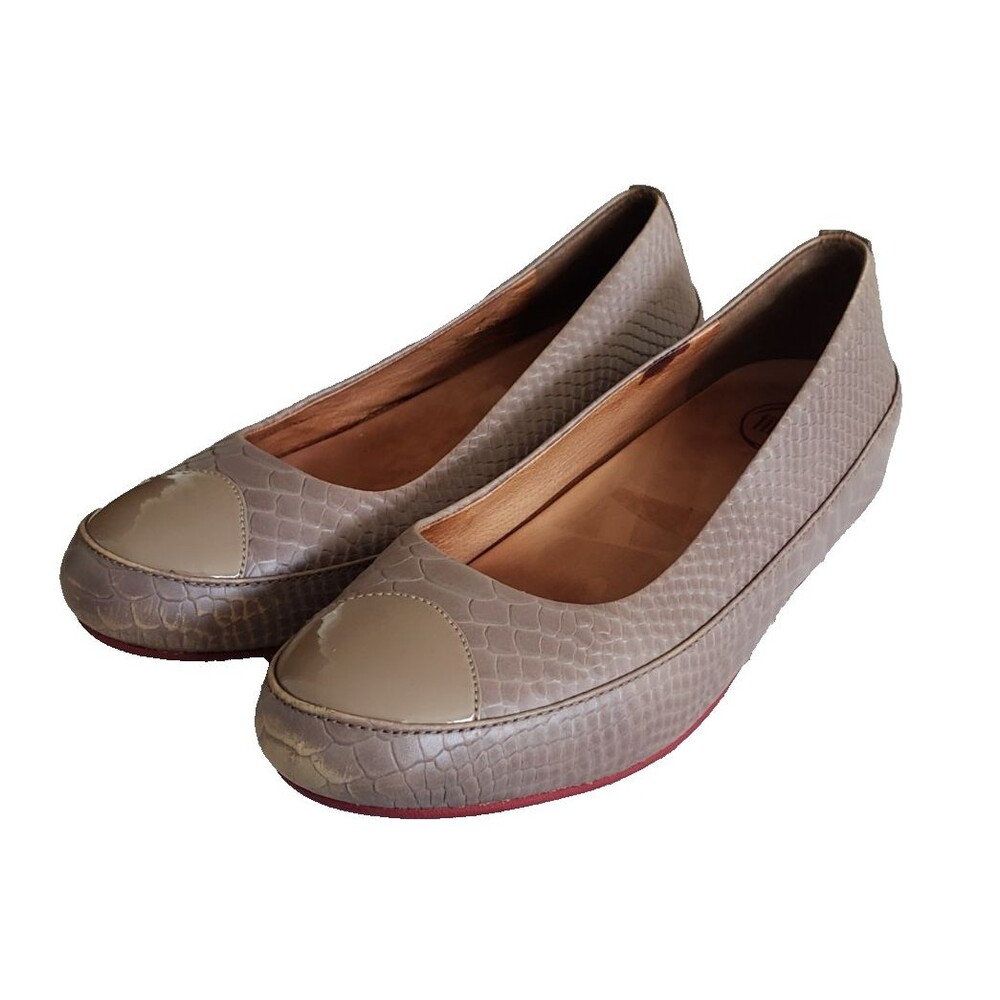 Fitflop Due Ballet Flats Snake Leather Gray Women's Size 9 EU Size 40